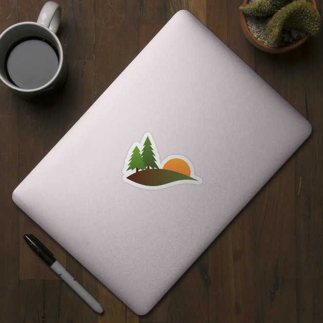 Trees and sun - forest, woods, wilderness logo by Mhea